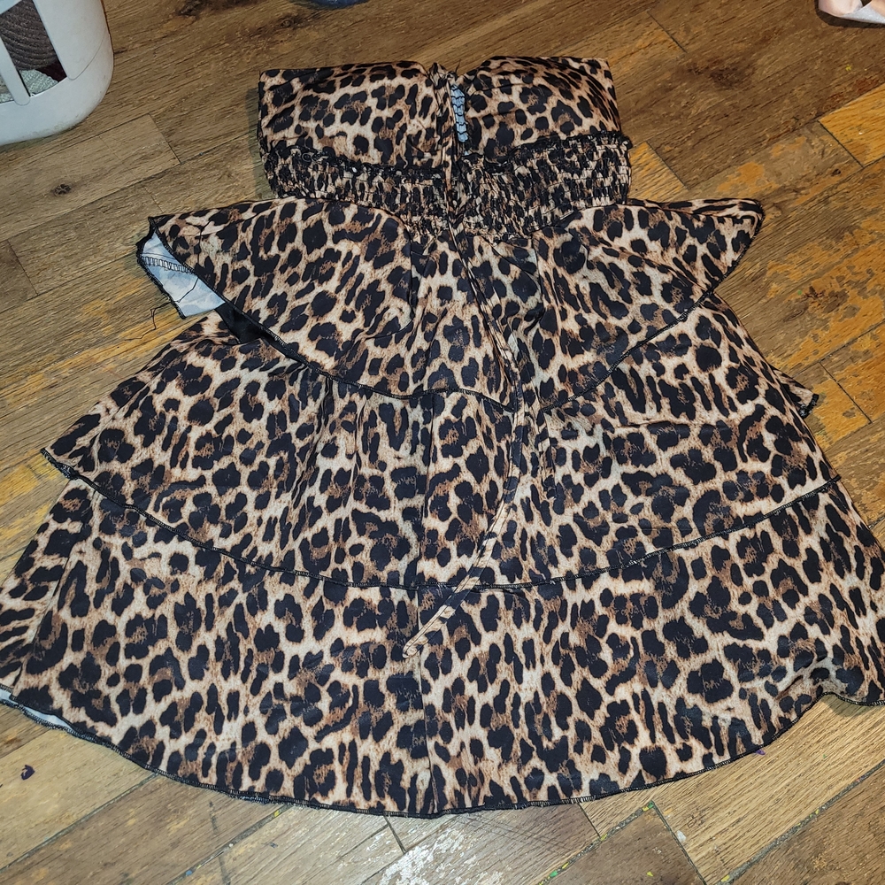 Leopard Print Tiered Ruffle Tube Dress